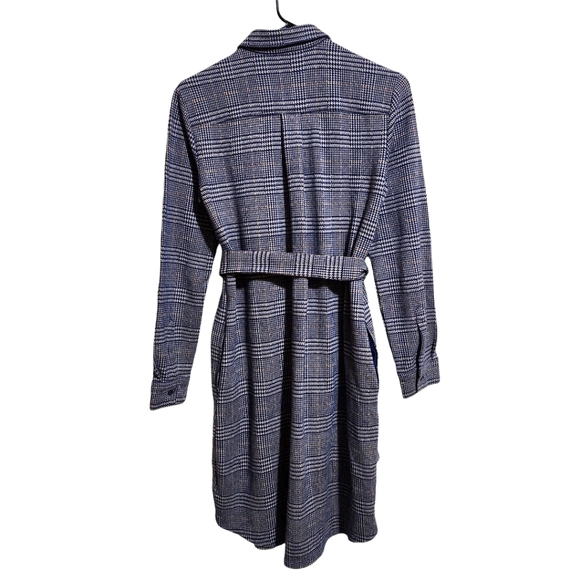 Lands' End houndstooth thick cotton elasten button down shirt dress size small - Picture 2 of 8